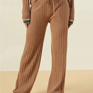 Monrow Cashmere Camel Wide Leg Pants in XS